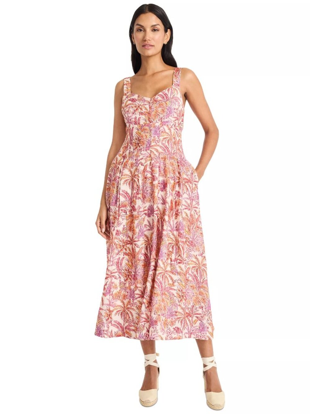 NWT New Maggy London Women's Printed Empire-Waist Midi Dress Size 10